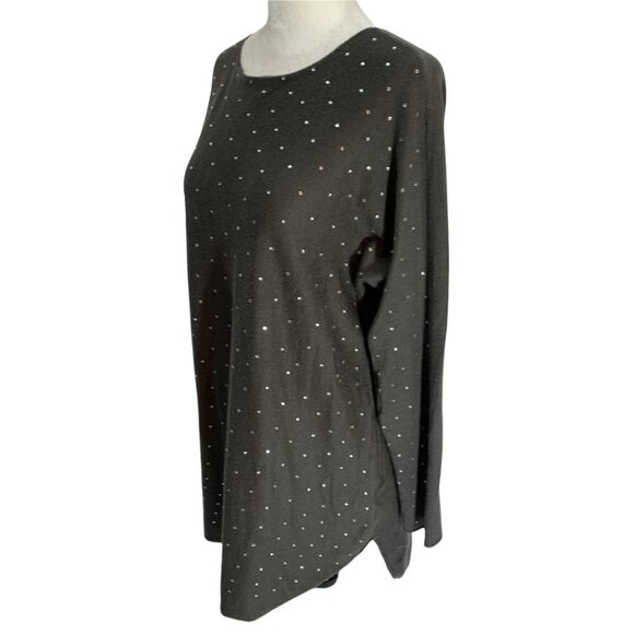 INC International Concepts Long Sleeve Sweater Diamantes on Front Grey S… - Picture 2 of 10